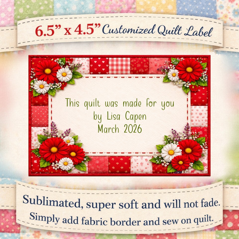Red Patchwork Quilt Label