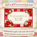 Red Patchwork Quilt Label