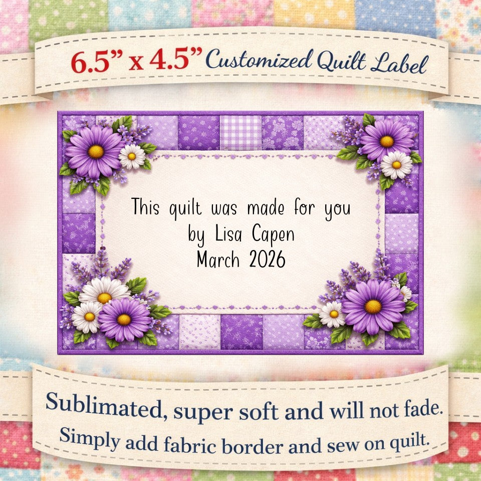Purple Patchwork Quilt Label