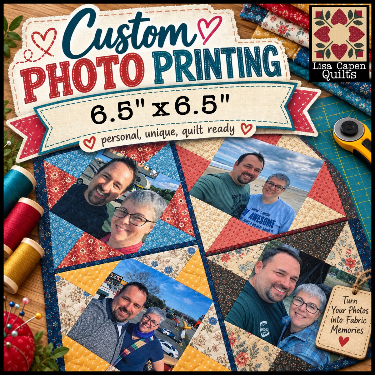 6.5" x 6.5" Custom Printed Photo on Fabric