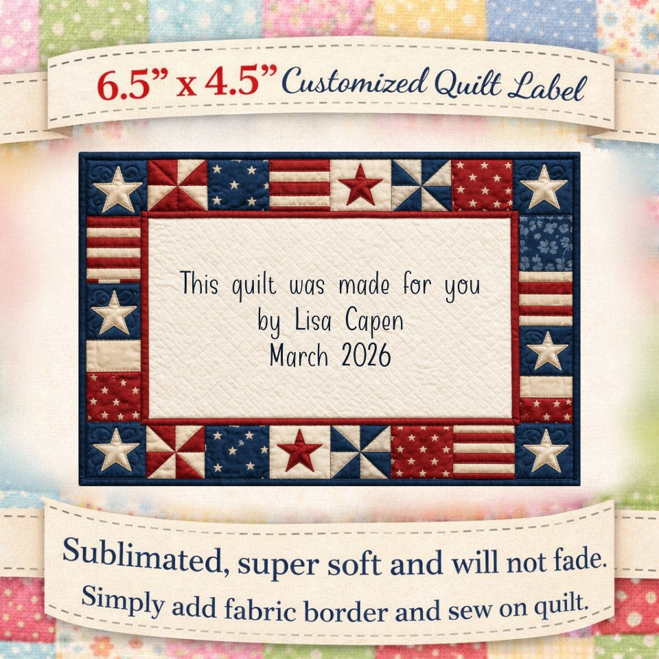 Red White & Blue Quilt Label