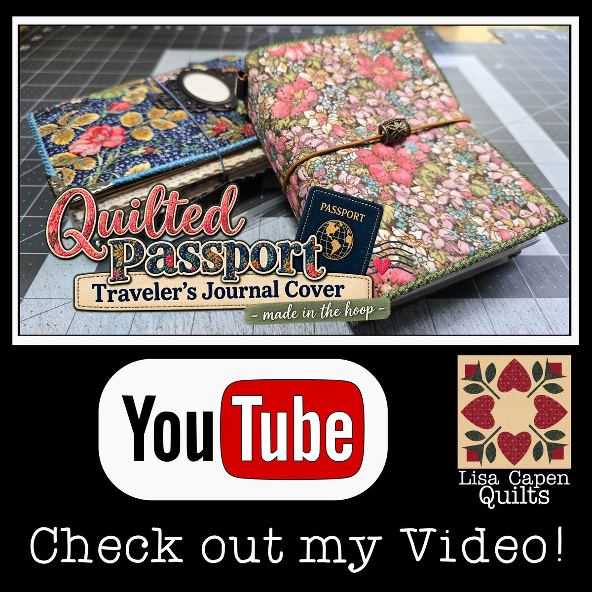Passport Quilted Journal Cover - In the Hoop Project by Lisa Capen Quilts