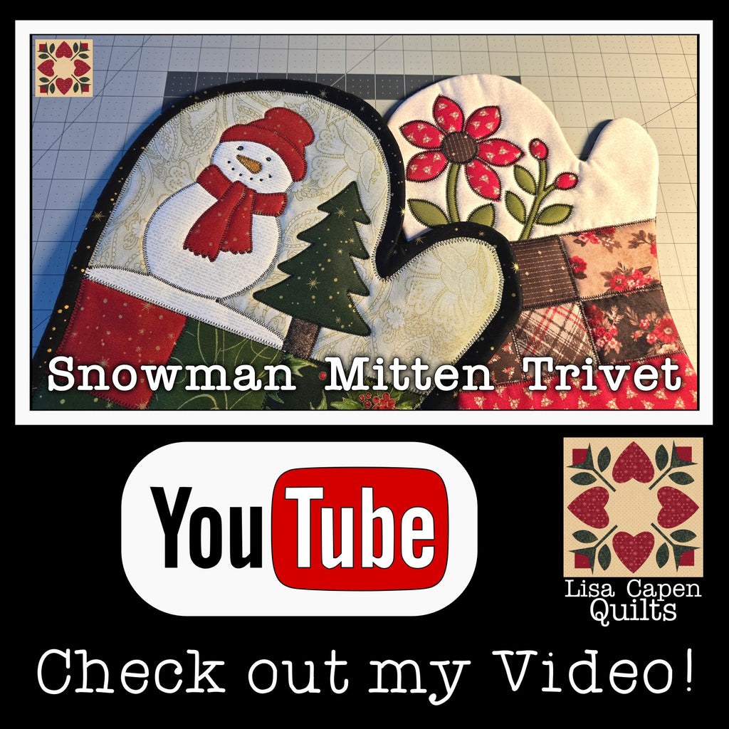 Snowman Mitten Trivet with BONUS Floral Design by Lisa Capen Quilts