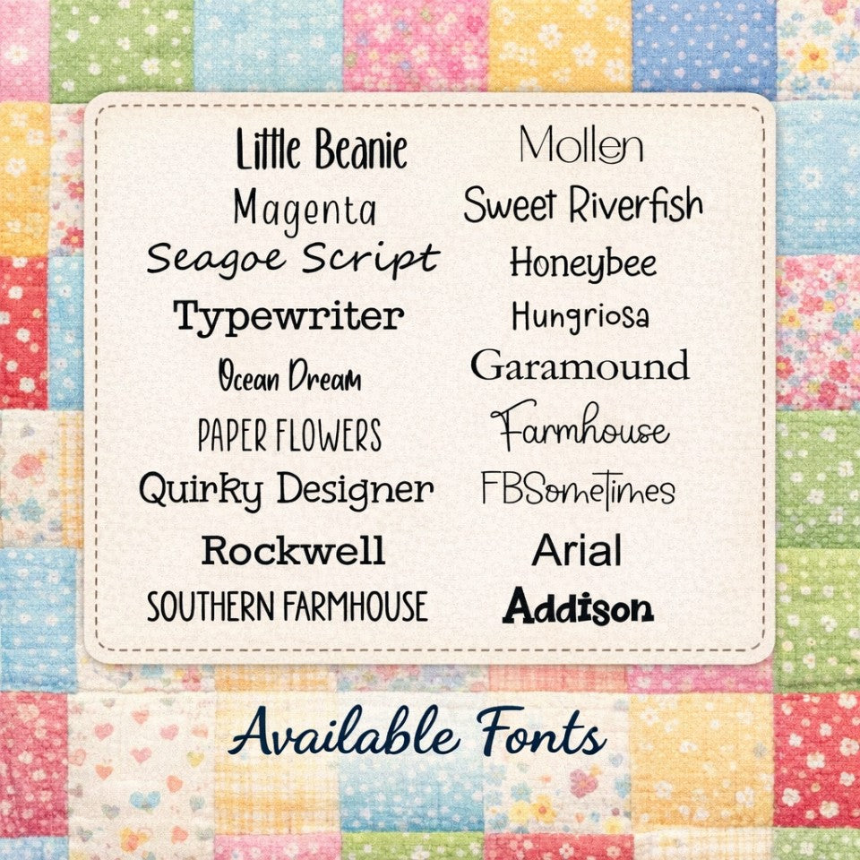 Blue Patchwork Quilt Label