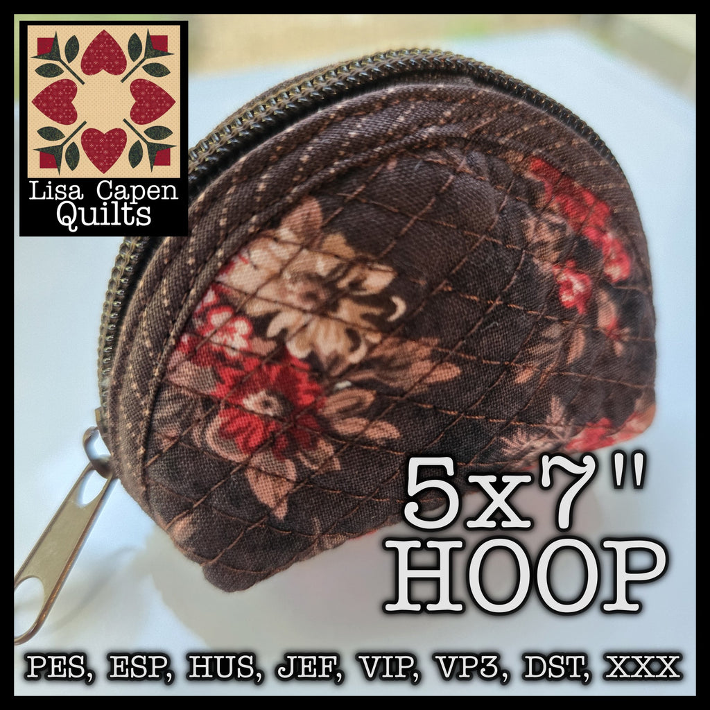 Quilted in the Hoop Version - Zippered Coin Purse by Lisa Capen Quilts
