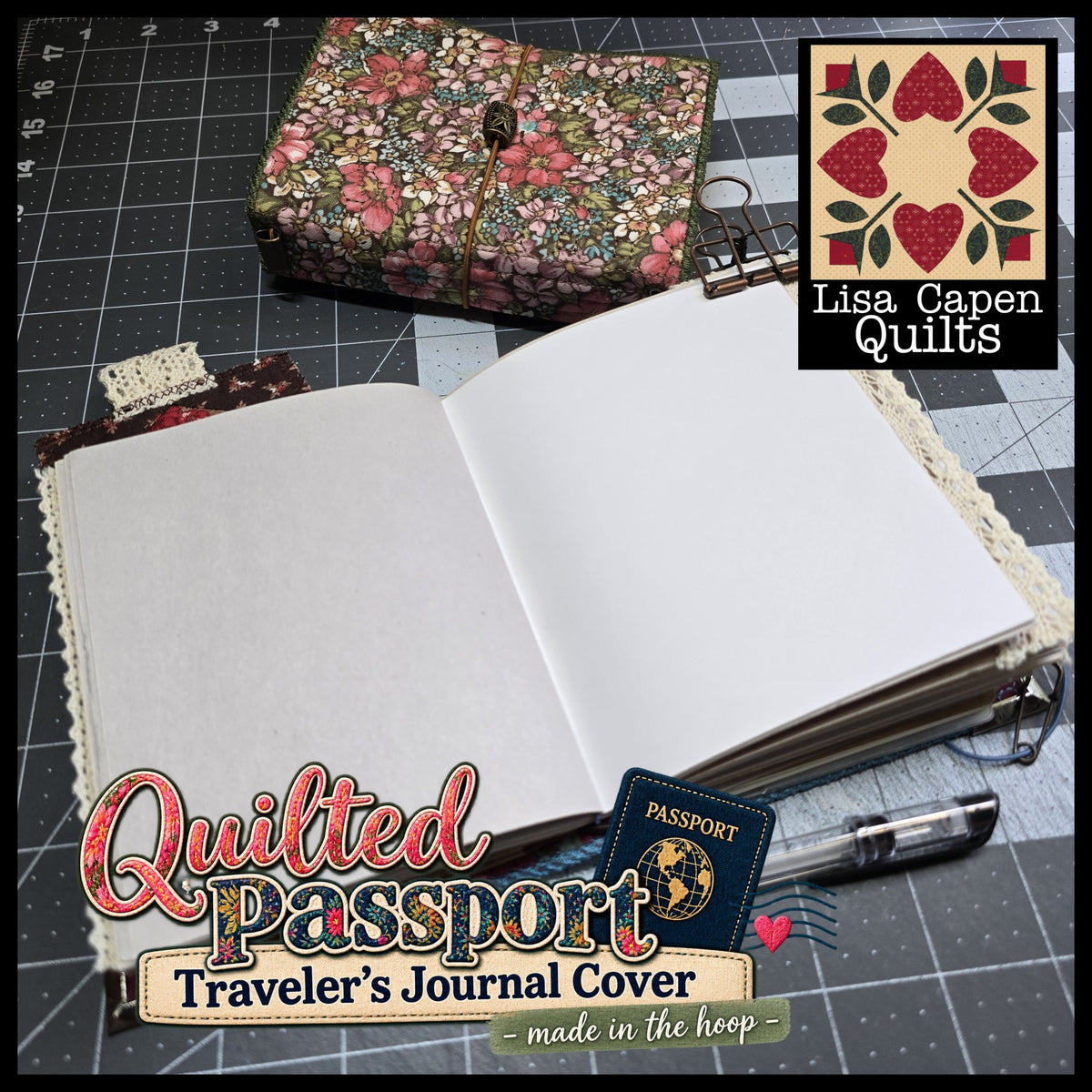 Passport Quilted Journal Cover - In the Hoop Project by Lisa Capen Quilts
